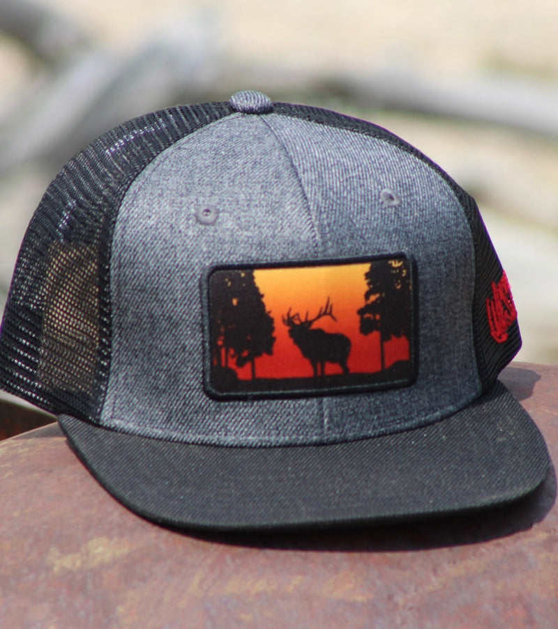 Load image into Gallery viewer, Charcoal Elk Sunset hat