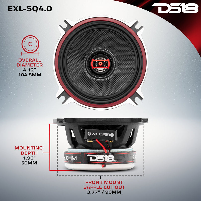 Load image into Gallery viewer, EXL 4" 2-Way Coaxial Speaker with Fiber Glass Cone | 60W RMS 3-Ohm