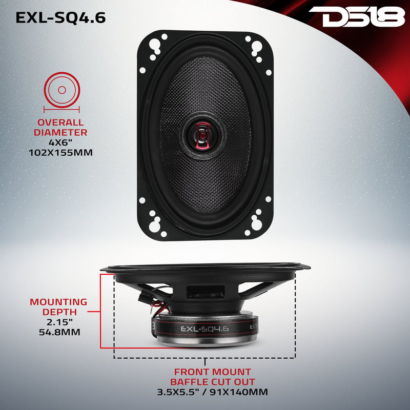 Load image into Gallery viewer, EXL 4x6” 2-Way Coaxial Speaker with Fiber Glass Cone | 60W RMS 3-Ohm