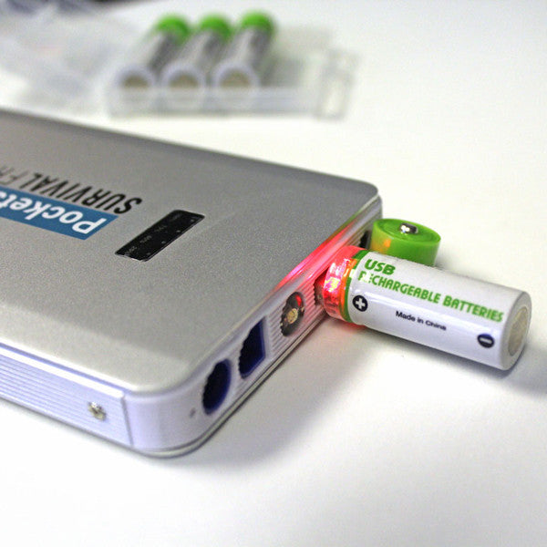 Load image into Gallery viewer, USB Rechargeable AA Batteries w/4-port USB Charger
