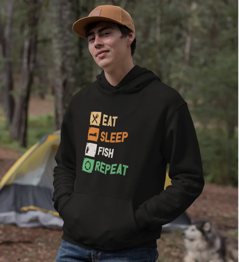 Load image into Gallery viewer, Eat Sleep Fishing Repeat Unisex Hoodie