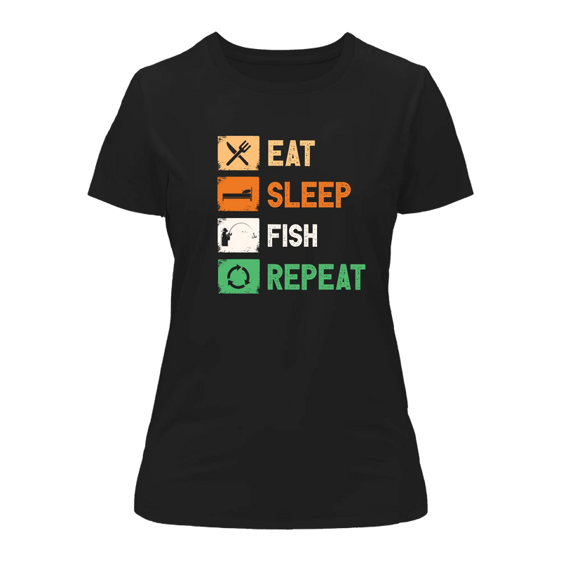 Load image into Gallery viewer, Eat Sleep Fishing Repeat T-Shirt for Women