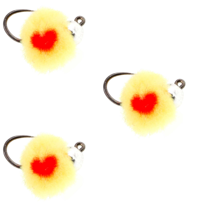 Load image into Gallery viewer, 3 Pack Tungsten Bead Tactical Euro Oregon Cheese Jig Egg Barbless Czech Nymph Fly - Size 14