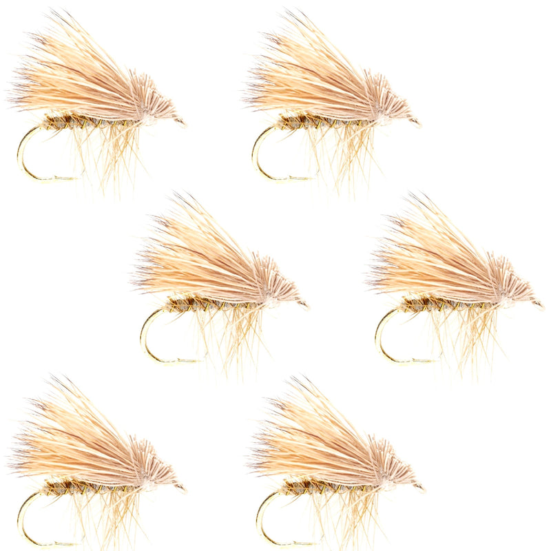 Load image into Gallery viewer, Barbless Yellow Elk Hair Caddis Classic Trout Dry Flies 6 Flies Size 14