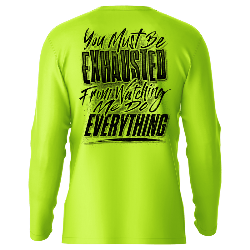 Load image into Gallery viewer, Exhausted - Hi-Visibility UPF 50 Long Sleeve Sun Shirt