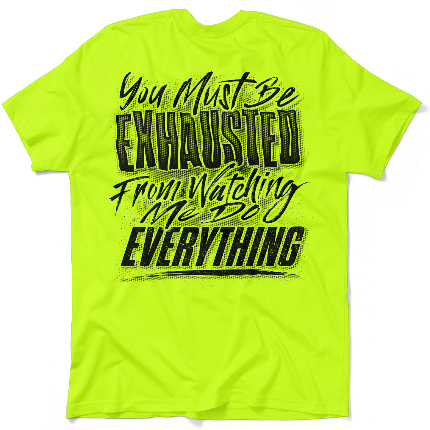 Exhausted - Safety Yellow Pocket T-Shirt