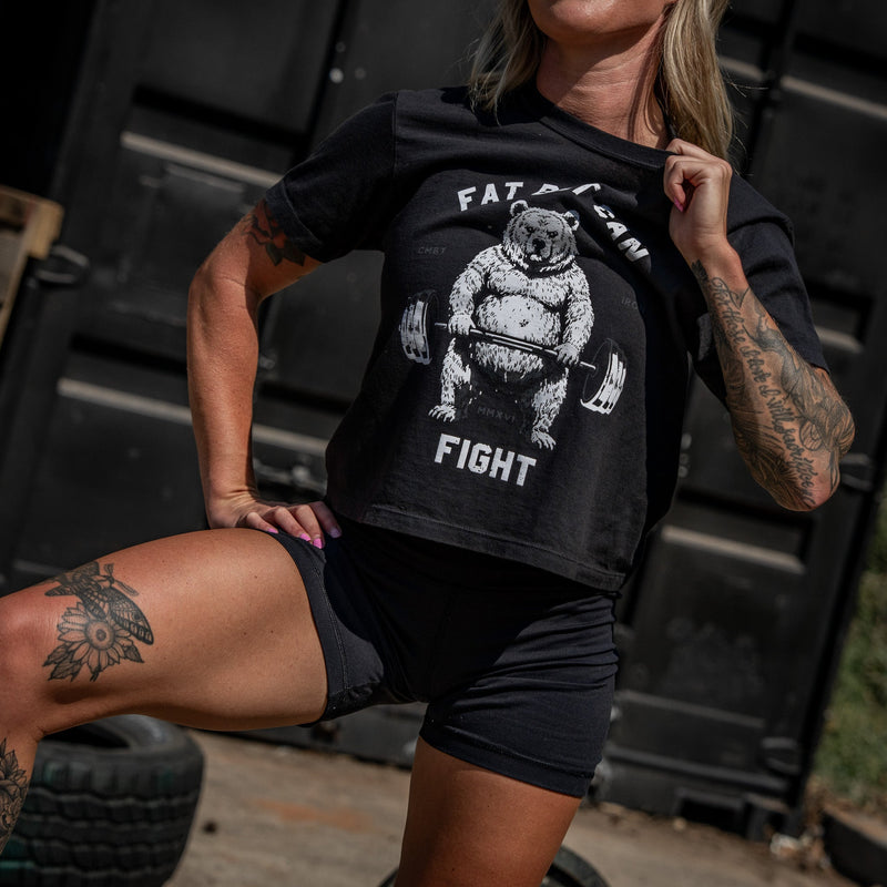 Load image into Gallery viewer, Fat But Can Fight Women's Crop Heavyweight Tee