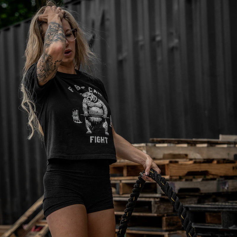 Load image into Gallery viewer, Fat But Can Fight Women's Crop Heavyweight Tee