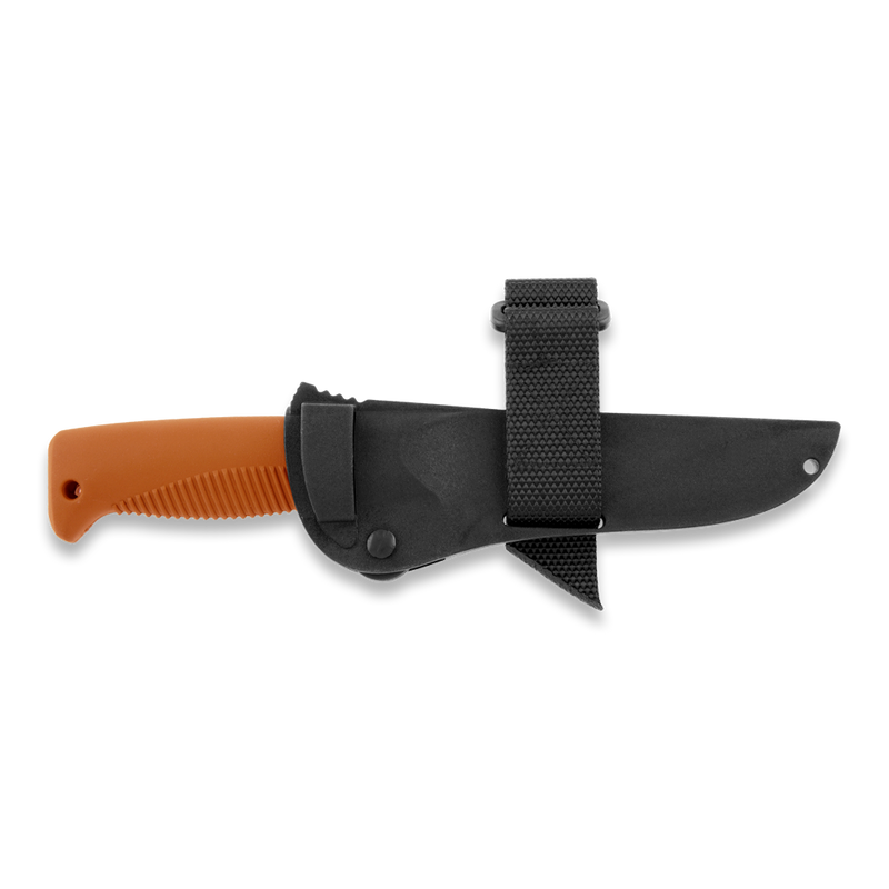 Load image into Gallery viewer, Peltonen M07 Ranger Puukko Black Cerakote Orange Handle FJP137