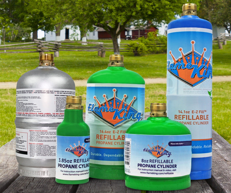 Load image into Gallery viewer, Flame King Eco Friendly 1/4 lb Refillable Mini Propane Tank Cylinder
