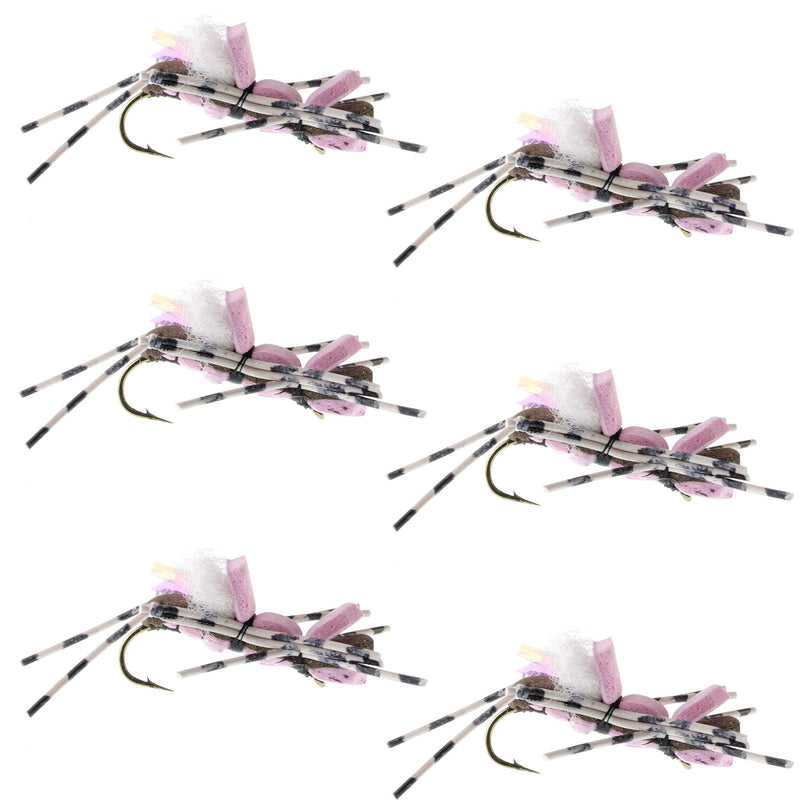 Load image into Gallery viewer, Fat Albert Pink Foam Body Grasshopper Fly - 6 Flies Hook Size 10