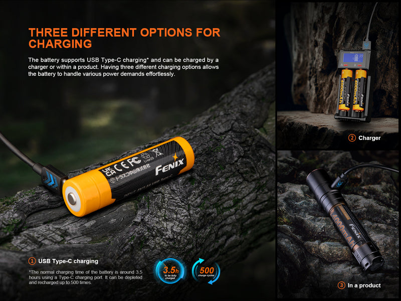 Load image into Gallery viewer, Fenix ARB-L18-4000U High-Capacity USB Rechargeable 18650 Battery - 4000mAh