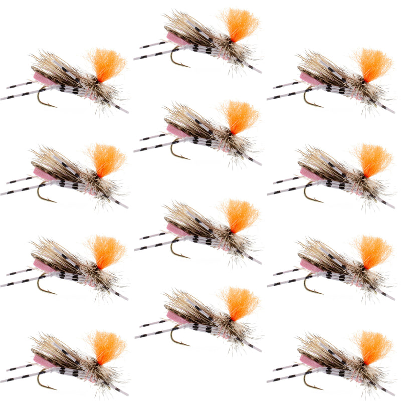 Load image into Gallery viewer, Feth Hopper Pink - Foam Grasshopper Fly Pattern - 12 Flies Hook Size 10