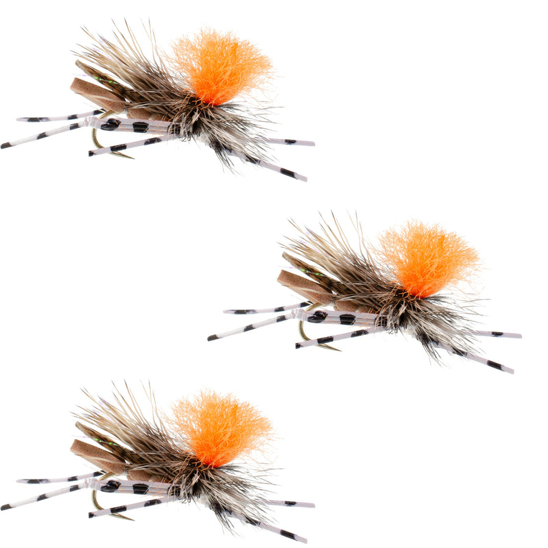 Load image into Gallery viewer, 3 Pack Feth Hopper Tan - Foam Grasshopper Fly Pattern - Hook Size 10
