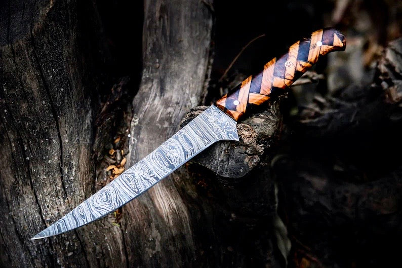 Load image into Gallery viewer, Custom Handmade Damascus Steel Fillet Knife for Sale | 13" Length
