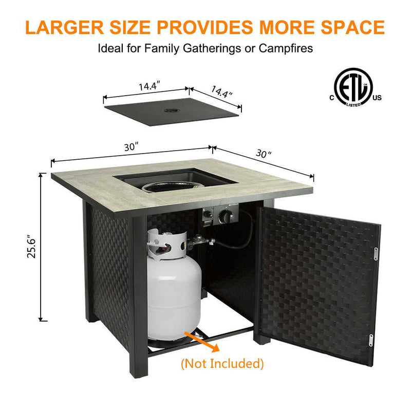 Load image into Gallery viewer, Camplux Propane Fire Pit Table, Lava Rocks, Ceramic Tabletop, 50,000 BTU Adjustable Flame, Auto Ignition
