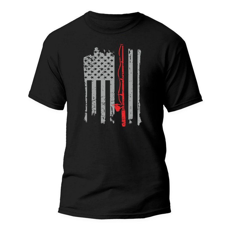 Load image into Gallery viewer, Fishing Rod American Flag Unisex T-Shirt