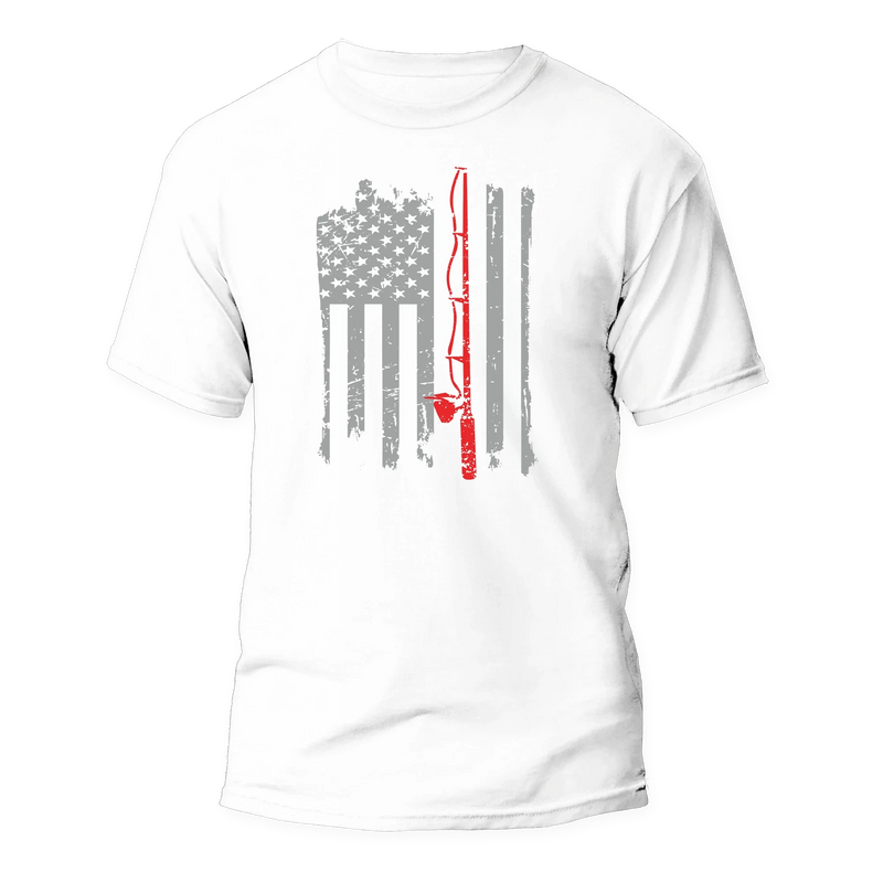 Load image into Gallery viewer, Fishing Rod American Flag Unisex T-Shirt
