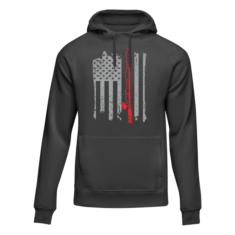 Load image into Gallery viewer, Fishing Rod American Flag Unisex Hoodie