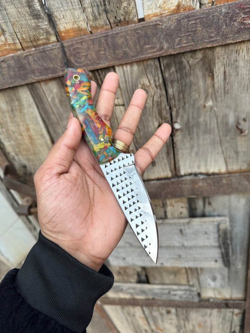 Load image into Gallery viewer, Custom Handmade Fixed Blade Cowboy Knife with Rasp Tool Steel Blade – Durable Outdoor Essential