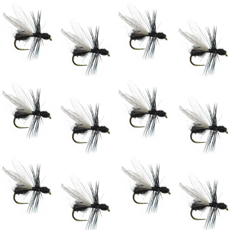 Load image into Gallery viewer, Barbless Black Fur Flying Ant Terrestrial Trout Dry Fly - 1 Dozen Flies Hook Size 14