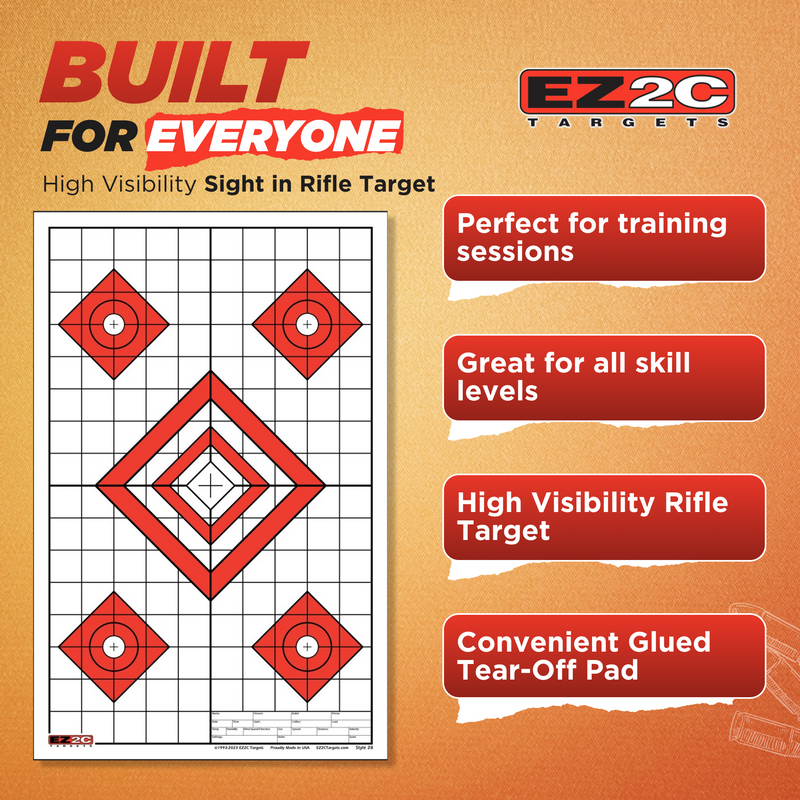 Load image into Gallery viewer, 25 EZ2C Targets Style 28: Five Diamonds. Pad of 25 Paper Shooting Targets 11”x17” USA MADE