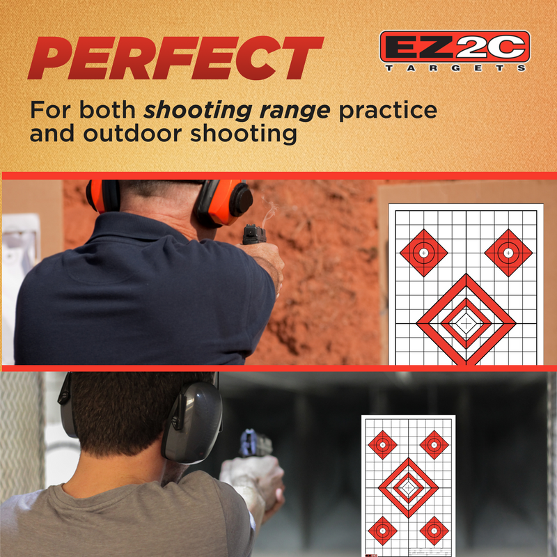 Load image into Gallery viewer, 25 EZ2C Targets Style 28: Five Diamonds. Pad of 25 Paper Shooting Targets 11”x17” USA MADE