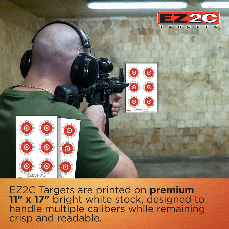 Load image into Gallery viewer, EZ2C Targets #24: Six Bullseye 11"x17" Shooting Paper Target USA MADE