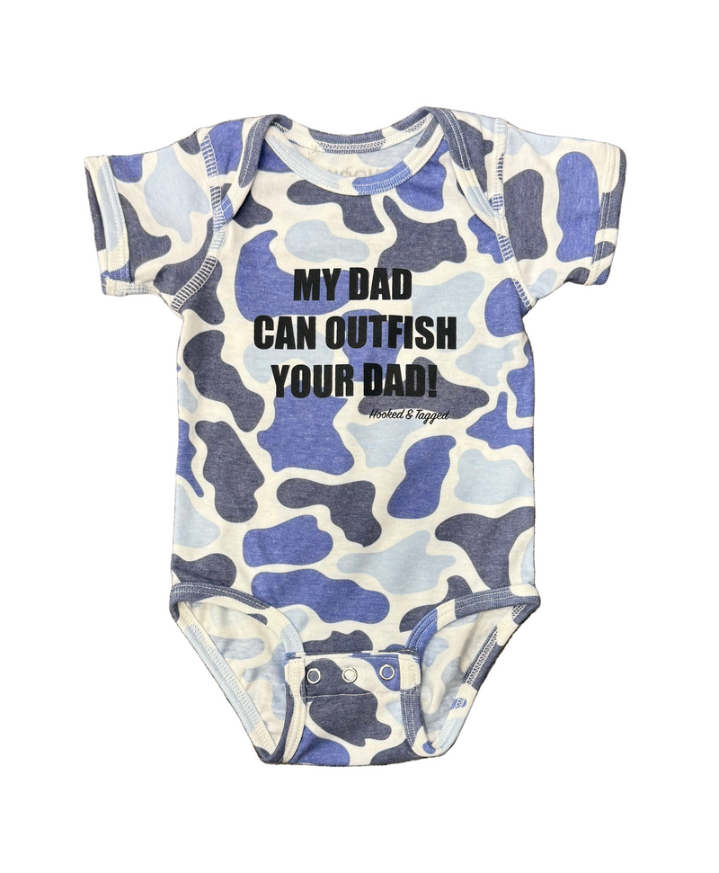 Load image into Gallery viewer, "My Dad Can Outfish Your Dad" Onesie