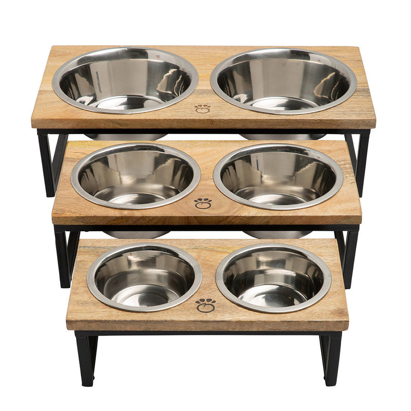 Load image into Gallery viewer, Wood & Metal Elevated Feeder