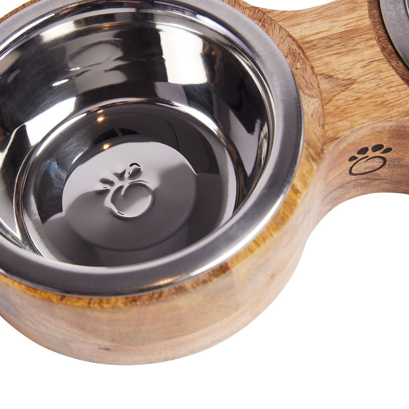 Load image into Gallery viewer, Wood & Metal Feeder Double Diner