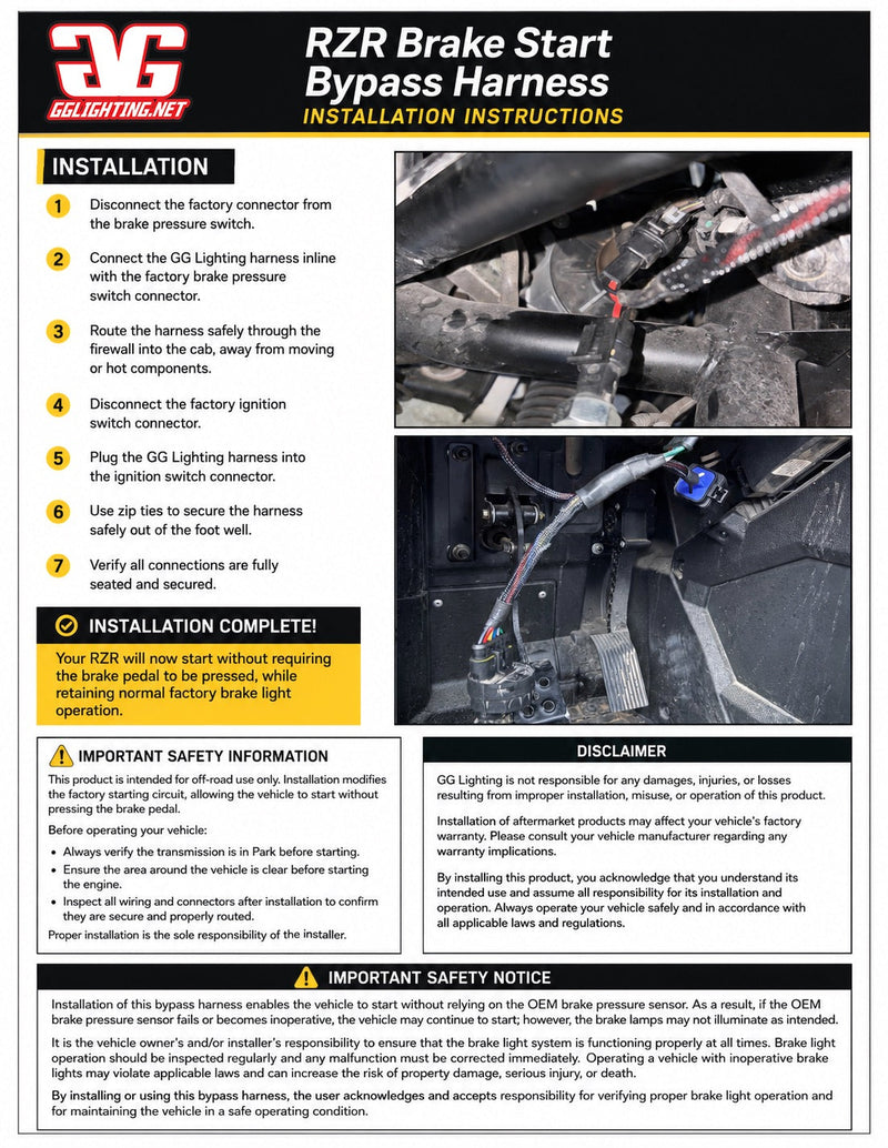 Load image into Gallery viewer, Rzr Pro 2022+ Brake Bypass Harness
