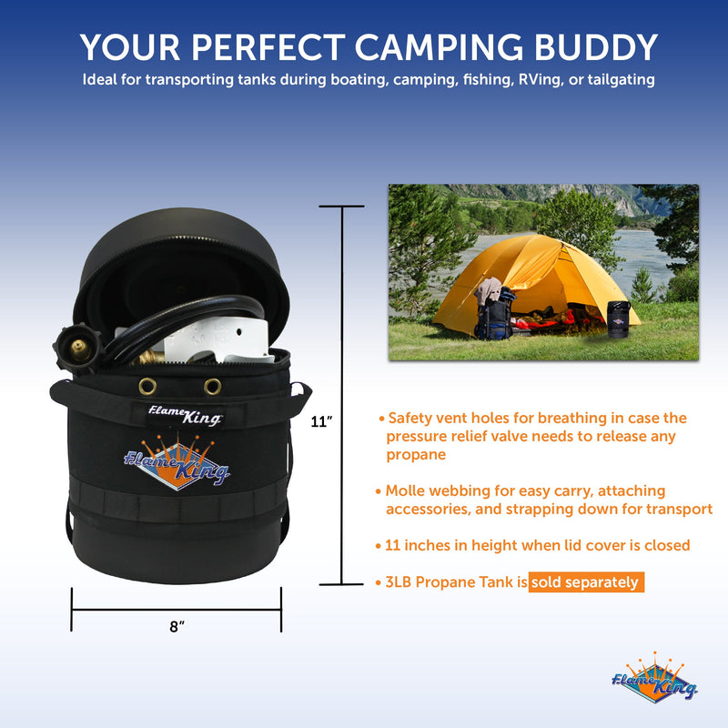 Load image into Gallery viewer, Flame King Propane Gas Hauler Kit-Insulated Protective Carry Case for 3lb Propane Tank plus Adapter Hose