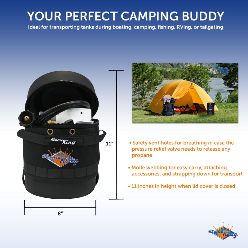 Load image into Gallery viewer, Flame King Propane Gas Hauler Kit 3lb Empty Propane Tank, Adapter Hose and Insulated Protective Carry Case