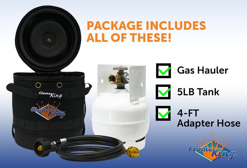 Load image into Gallery viewer, Flame King Propane Gas Hauler Kit 3lb Empty Propane Tank, Adapter Hose and Insulated Protective Carry Case