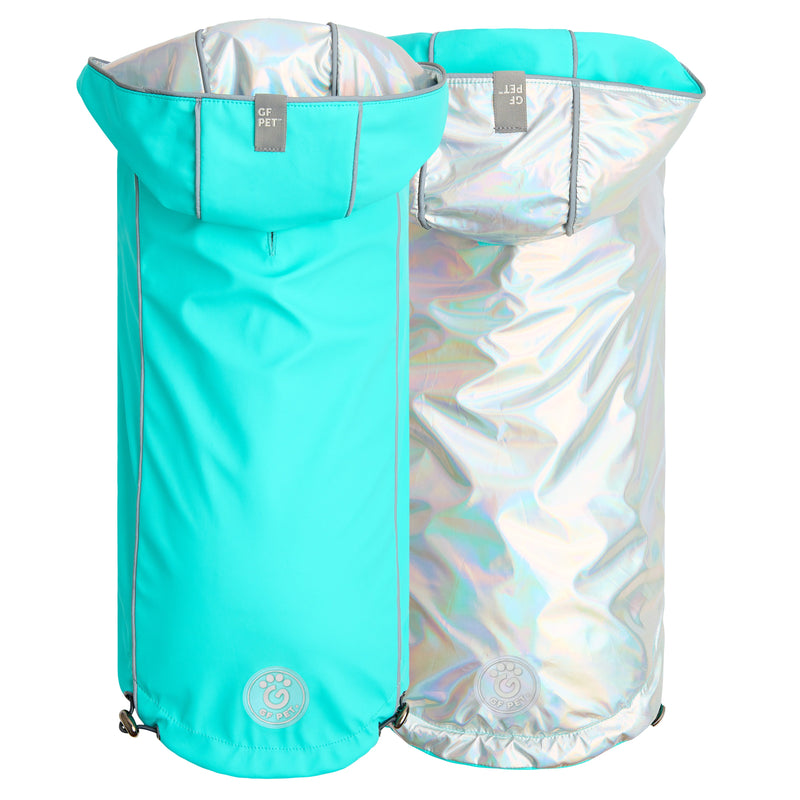 Load image into Gallery viewer, Reversible Raincoat - Neon Aqua with Iridescent
