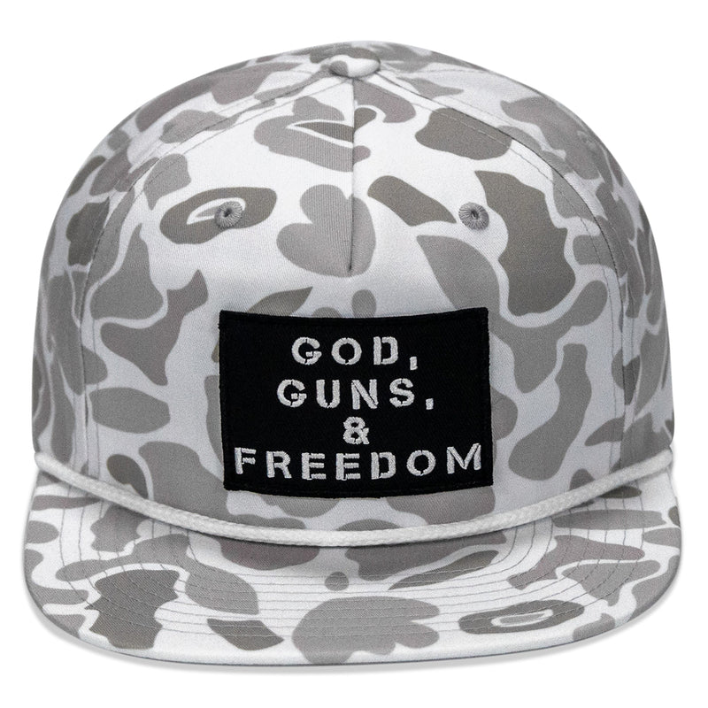 Load image into Gallery viewer, God, Guns, & Freedom Patch Flatbill Hat