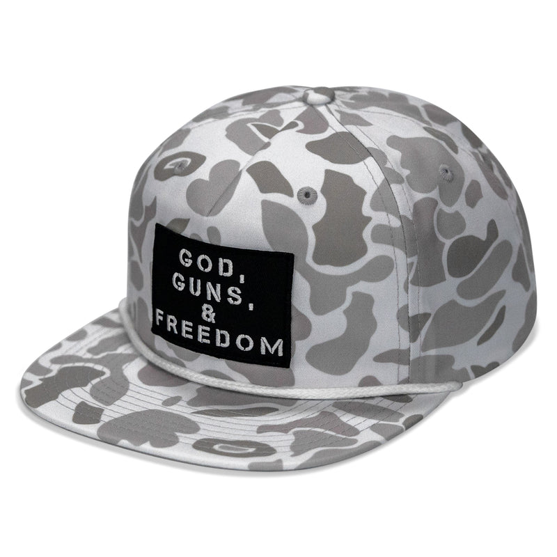 Load image into Gallery viewer, God, Guns, & Freedom Patch Flatbill Hat