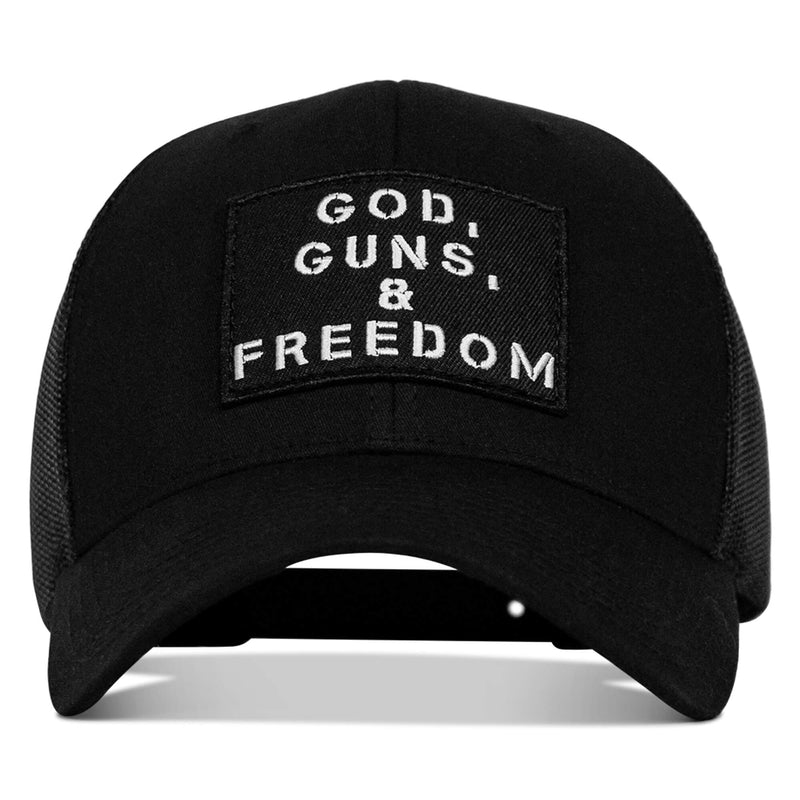 Load image into Gallery viewer, God, Guns, And Freedom Patch Mid-Profile Mesh Snapback Hat