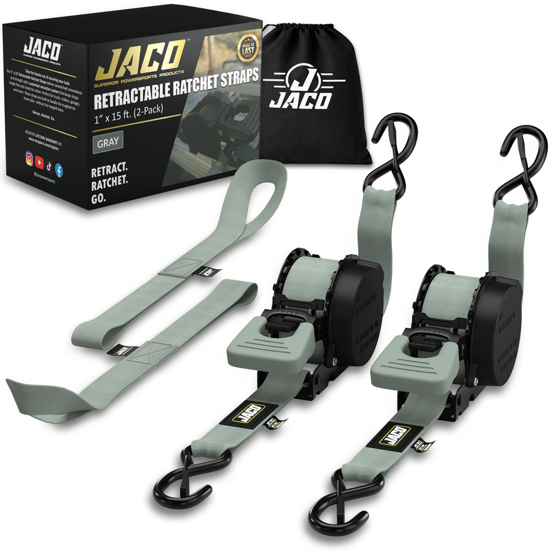 Load image into Gallery viewer, Retractable Ratchet Straps - 1" x 15 ft (1,760 lbs Break Strength) | Auto Self Retracting Cargo Tie Down Strap Set