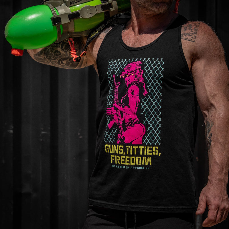 Load image into Gallery viewer, Guns, Titties, Freedom: Tactical Temptation Men's Tank
