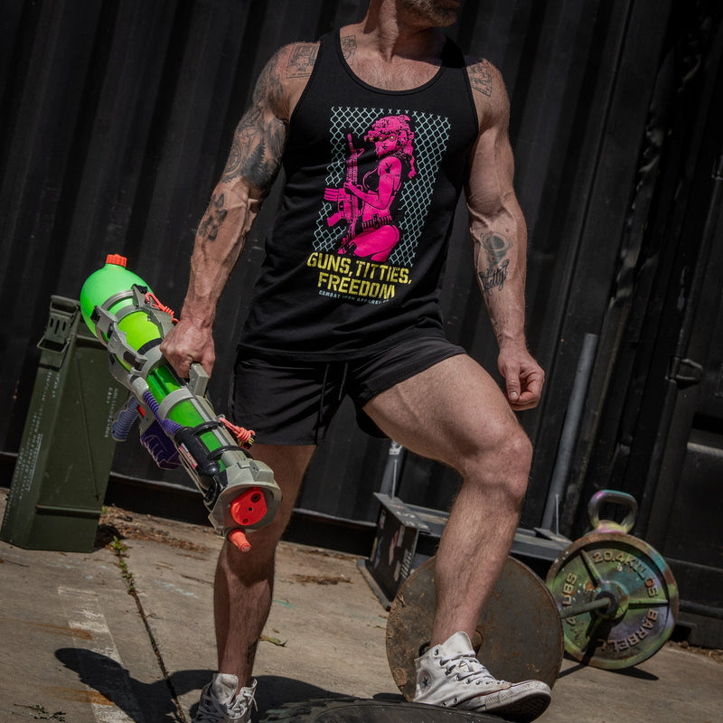 Load image into Gallery viewer, Guns, Titties, Freedom: Tactical Temptation Men's Tank