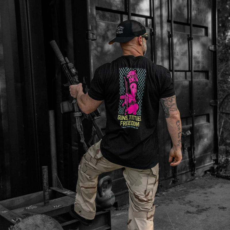 Load image into Gallery viewer, Guns, Titties, Freedom: Tactical Temptation Men's T-Shirt