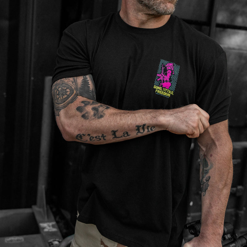 Load image into Gallery viewer, Guns, Titties, Freedom: Tactical Temptation Men's T-Shirt