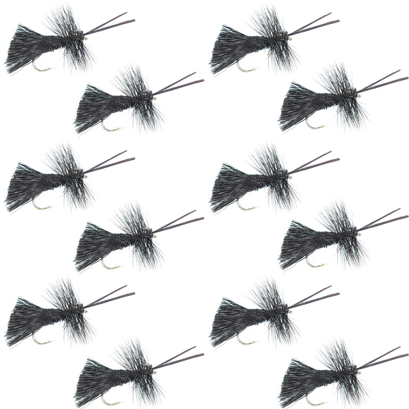 Load image into Gallery viewer, Goddard Caddis Black Dry Fly - 12 Flies Hook Size 12