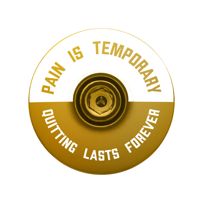 Load image into Gallery viewer, Pain is Temporary - Quitting Lasts Forever Bicycle Headset Cap