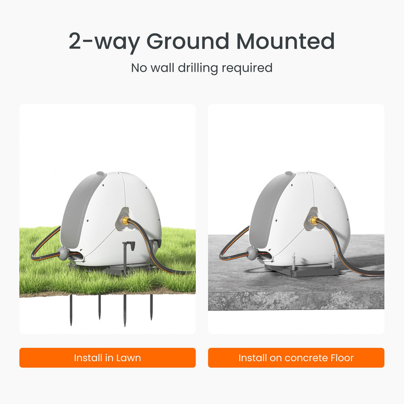 Load image into Gallery viewer, Ground-Mounted Retractable Hose Reel 82ft-130ft