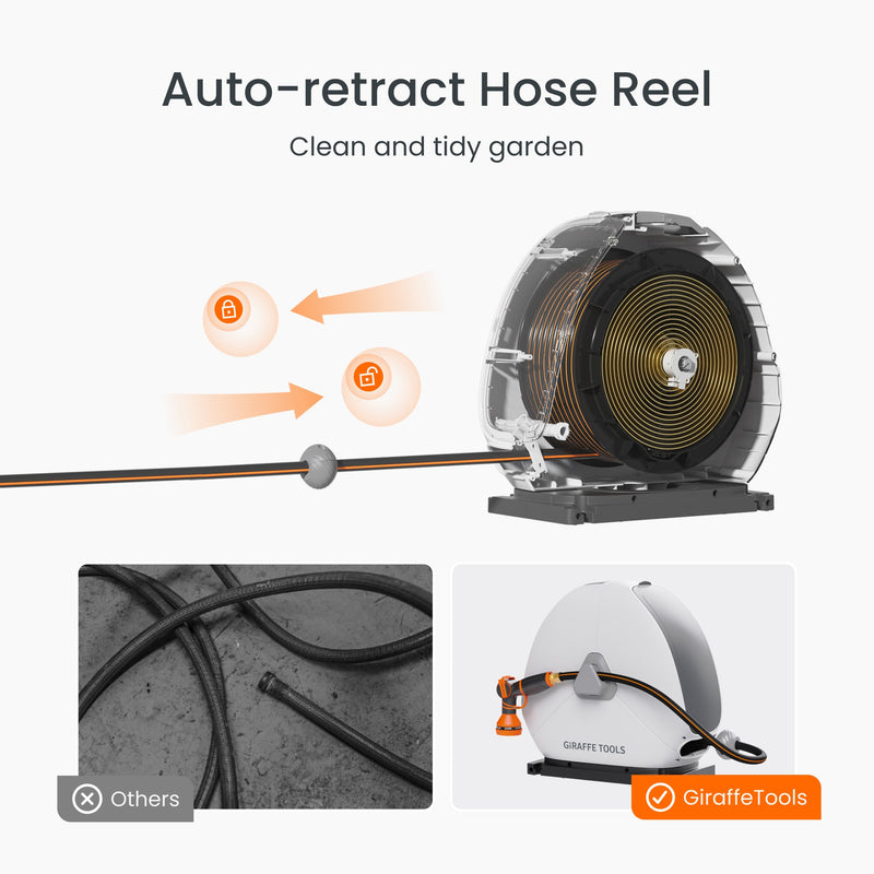 Load image into Gallery viewer, Ground-Mounted Retractable Hose Reel 82ft-130ft