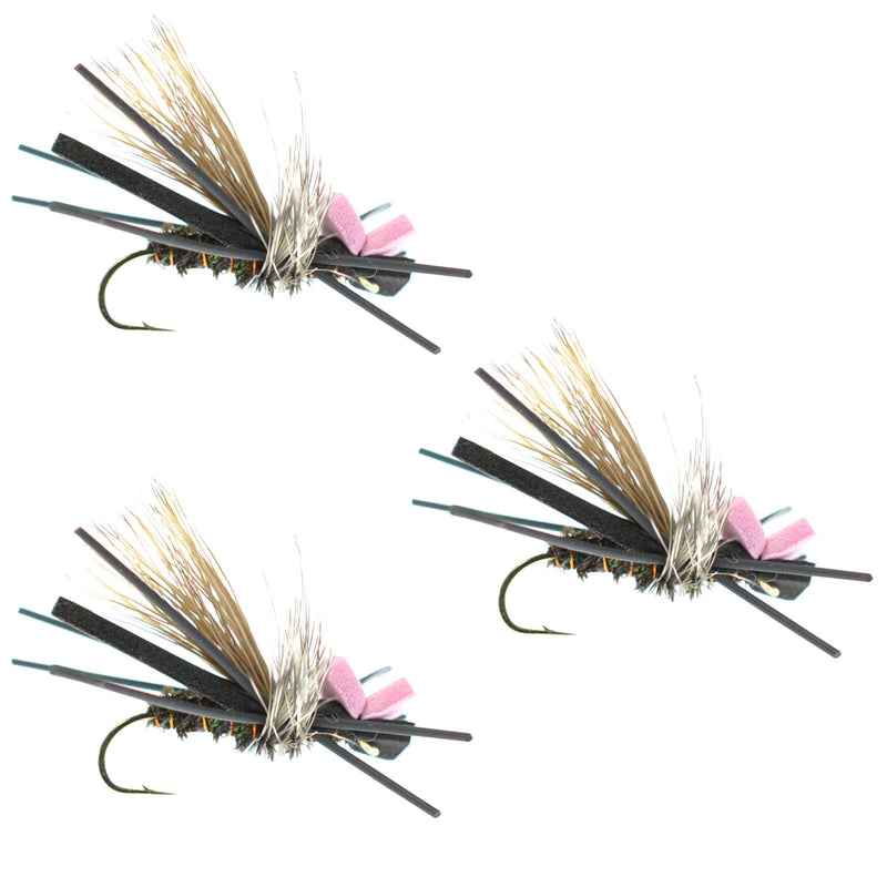 Load image into Gallery viewer, 3 Pack Gypsy King Hopper Foam Body Grasshopper Fly - Hook Size 10