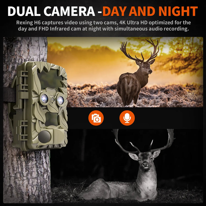 Load image into Gallery viewer, Rexing Woodlens H6 Dual Camera Trail Cam 4K+FHD Ultra HD Video
